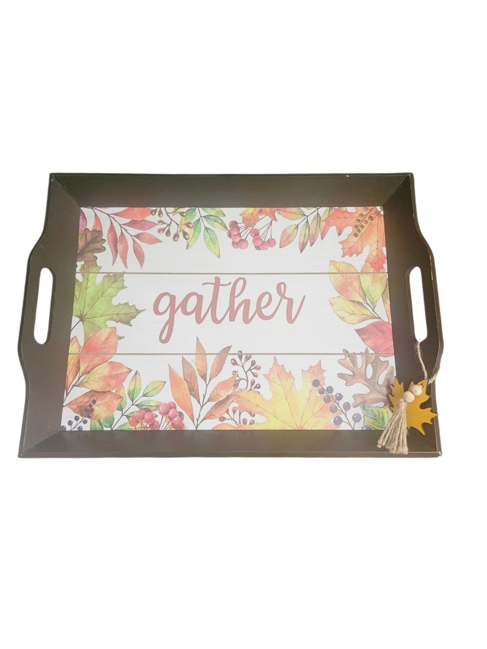 Gather Fall Decorative Serving Tray Leaf And Berry Design